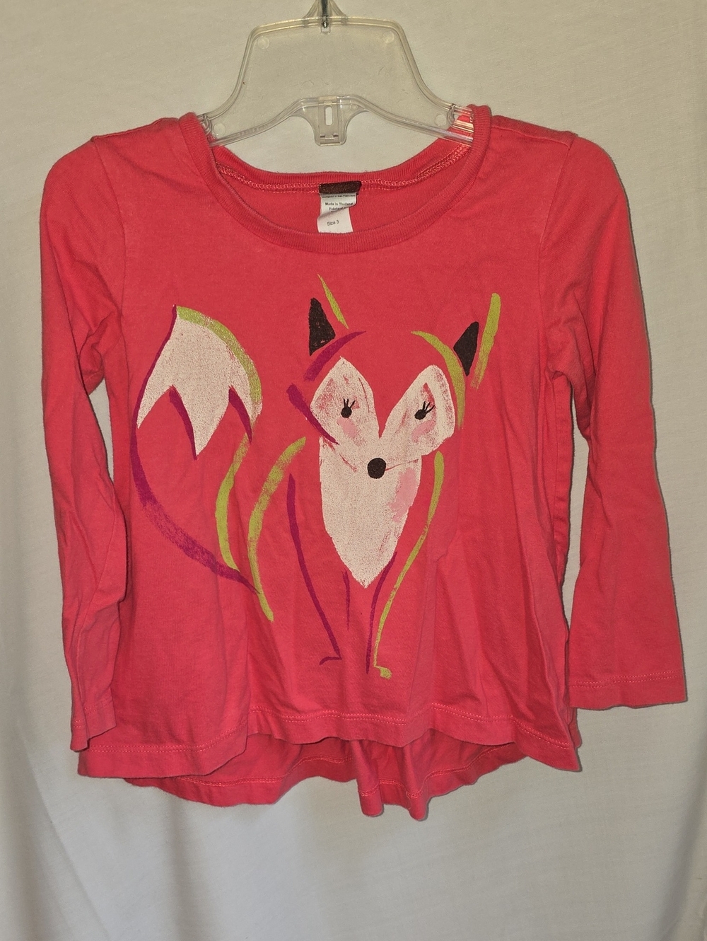 Tea Collection Coral Pink Fox Graphic Long-Sleeve Tee